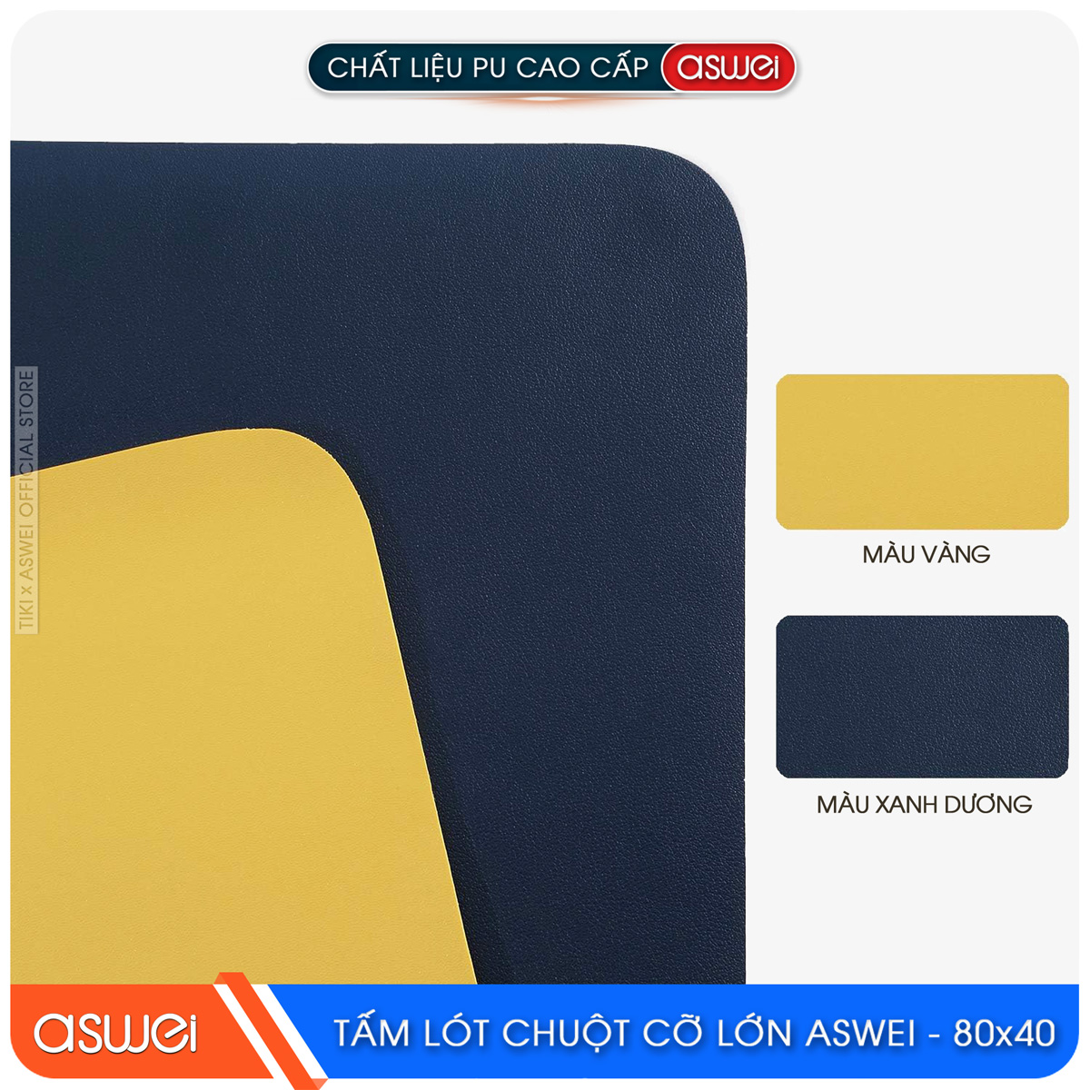 Lót Chuột ASWEI - Pad Chuột MXL800 Extended 80x40 - Miếng Lót Chuột Sử Dụng 2 Mặt Tiện Lợi - Chất Liệu Da Pu Cao Cấp - Tấm Lót Chuột Chống Nhăn, Không Thấm Nước - Hàng Chính Hãng