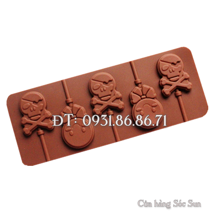 Khuôn silicon 5 hình đầu lâu - Mã số 1464
