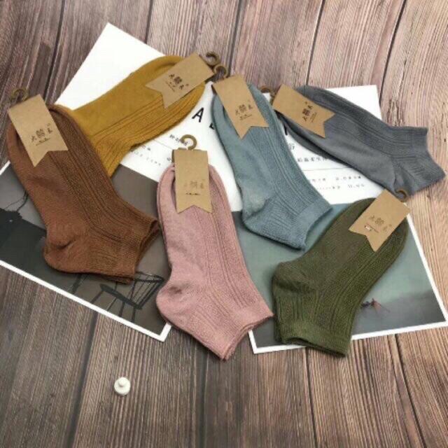 Tất nữ cổ ngắn cao cấp 100% cotton hàng loại dày đẹp