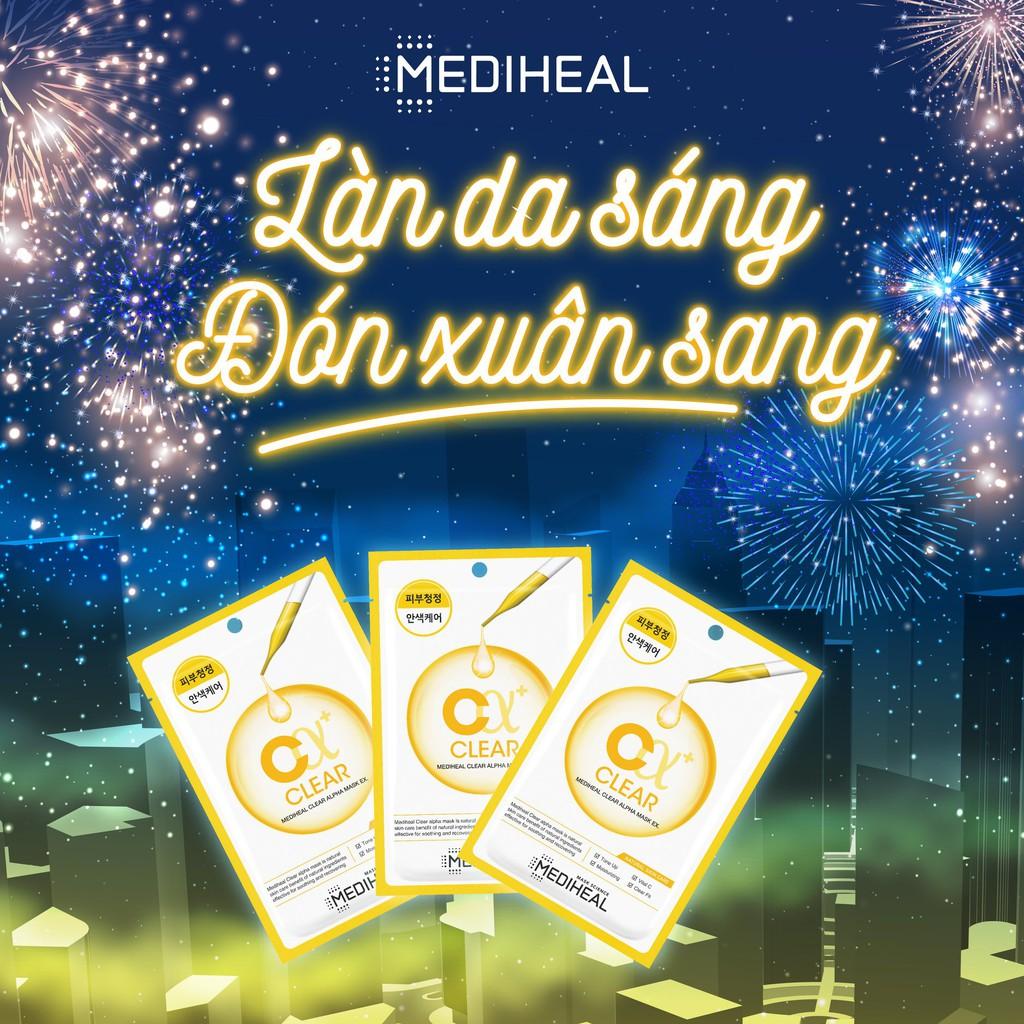 Combo 10 Mặt Nạ Dưỡng Da Trắng Sáng, Nâng Tone Da Tự Nhiên Mediheal Clear Alpha Mask Ex 23ml x 10