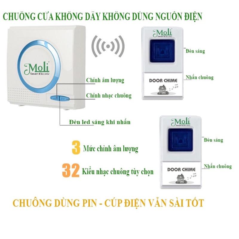 MOLI - CHUÔNG CỬA MOLI SỬ DỤNG PIN - NÚT NHẤN CHỐNG NƯỚC