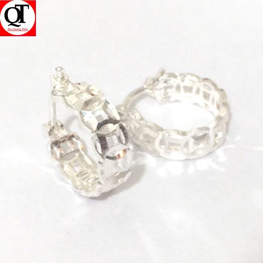 Khuyên tai nữ đeo sát tai bản mặt phay sáng bóng chất liệu bạc ta không xi mạ trang sức Bạc Quang Thản