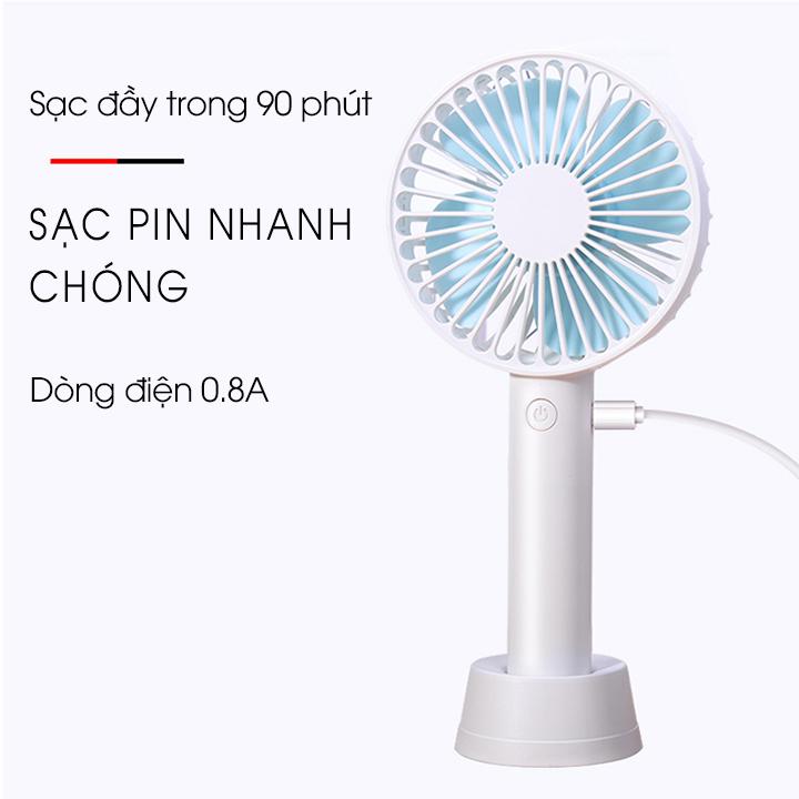 Quạt Sạc Mini Cầm Tay Có Chân Để Bàn Vouller - Màu Ngẫu Nhiên - Hàng Chính Hãng