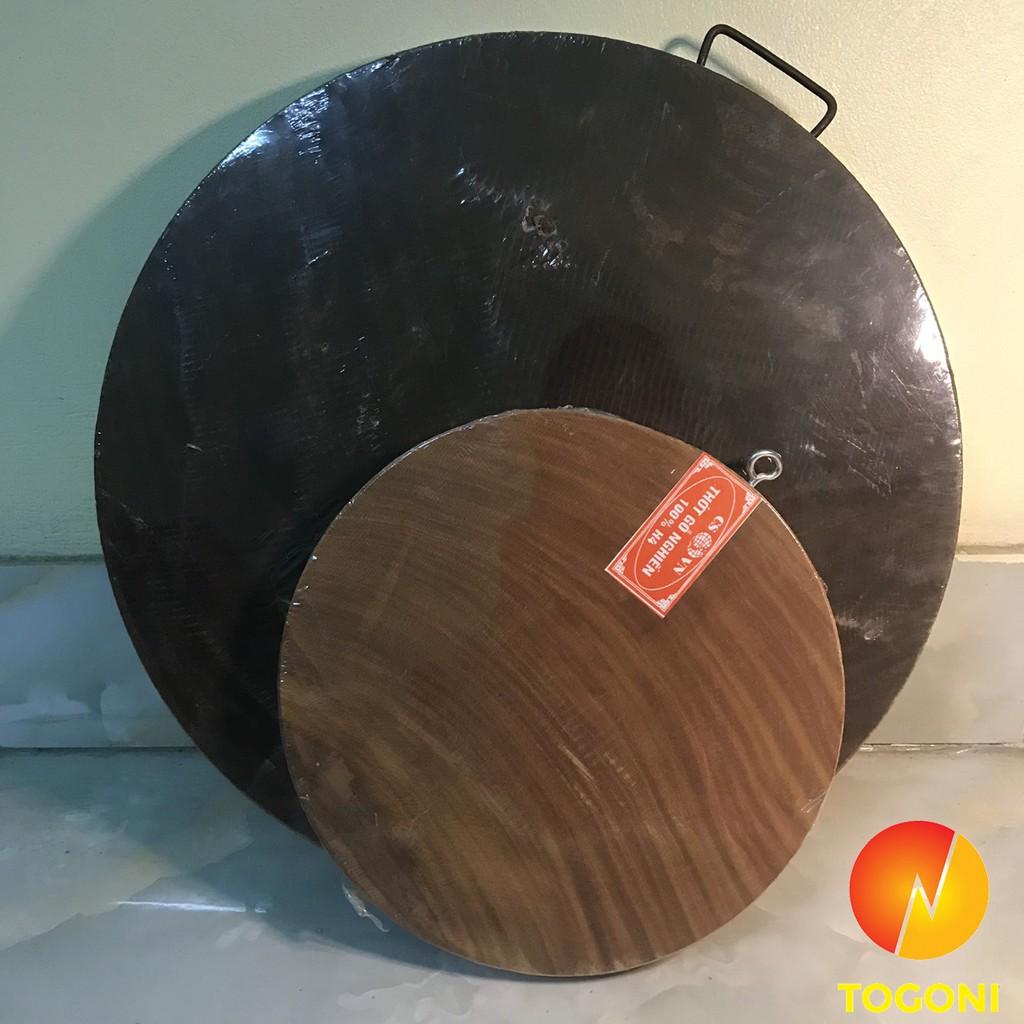 Combo 2 thớt gỗ nghiến cao cấp TOGONI D 39cm dày 5.5cm và D 24cm dày 2cm- Không tâm