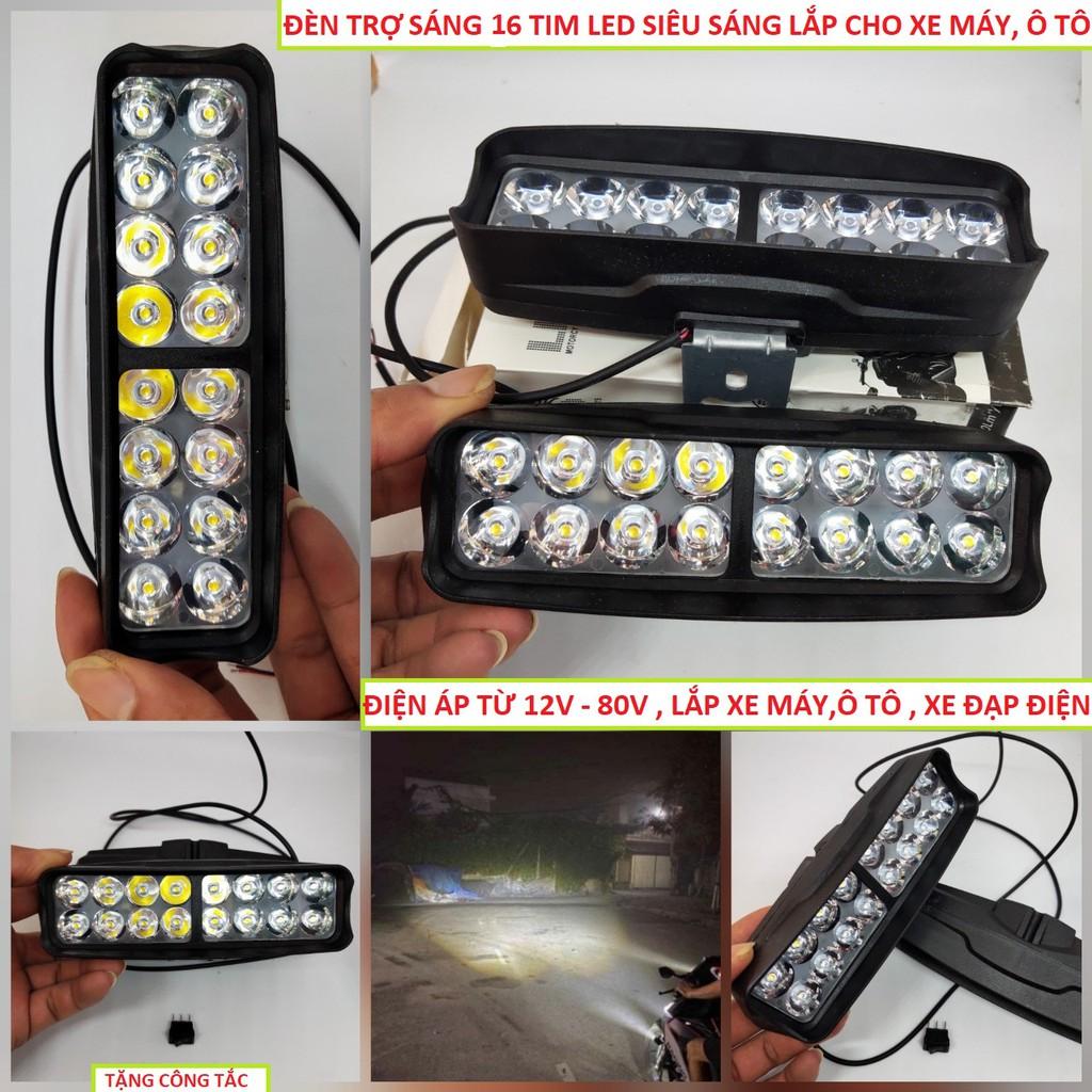 Đèn trợ sáng 16 tim led siêu sáng cho xe máy ô tô mâu mơi loại tốt