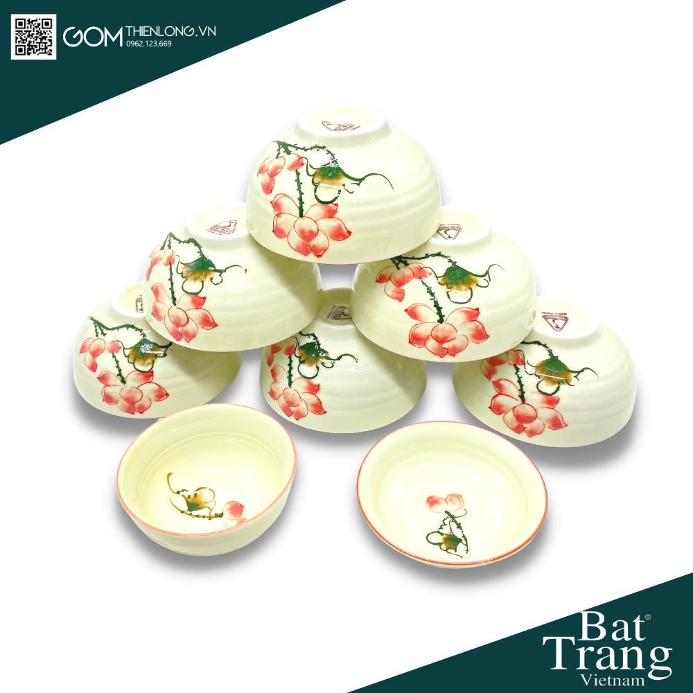 Combo Bộ Bát Đĩa Thắp Hương Hoa Mặt Trời Sen Hồng ĐK50 - 60cm - Đồ Thờ Cúng Bát Tràng - Gốm Thiên Long