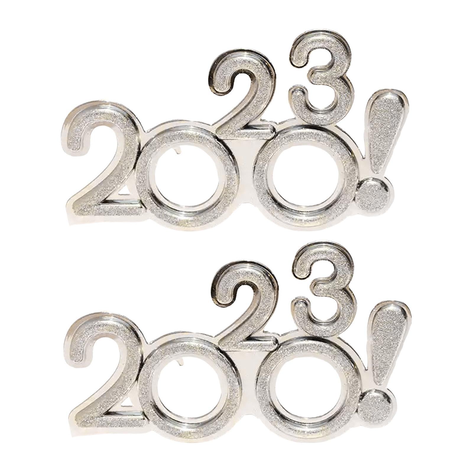 2Pcs Happy New Year Eyeglasses, 2023 Glasses,Celebration Party Favor for 2023 New Year's Eve Party Decors