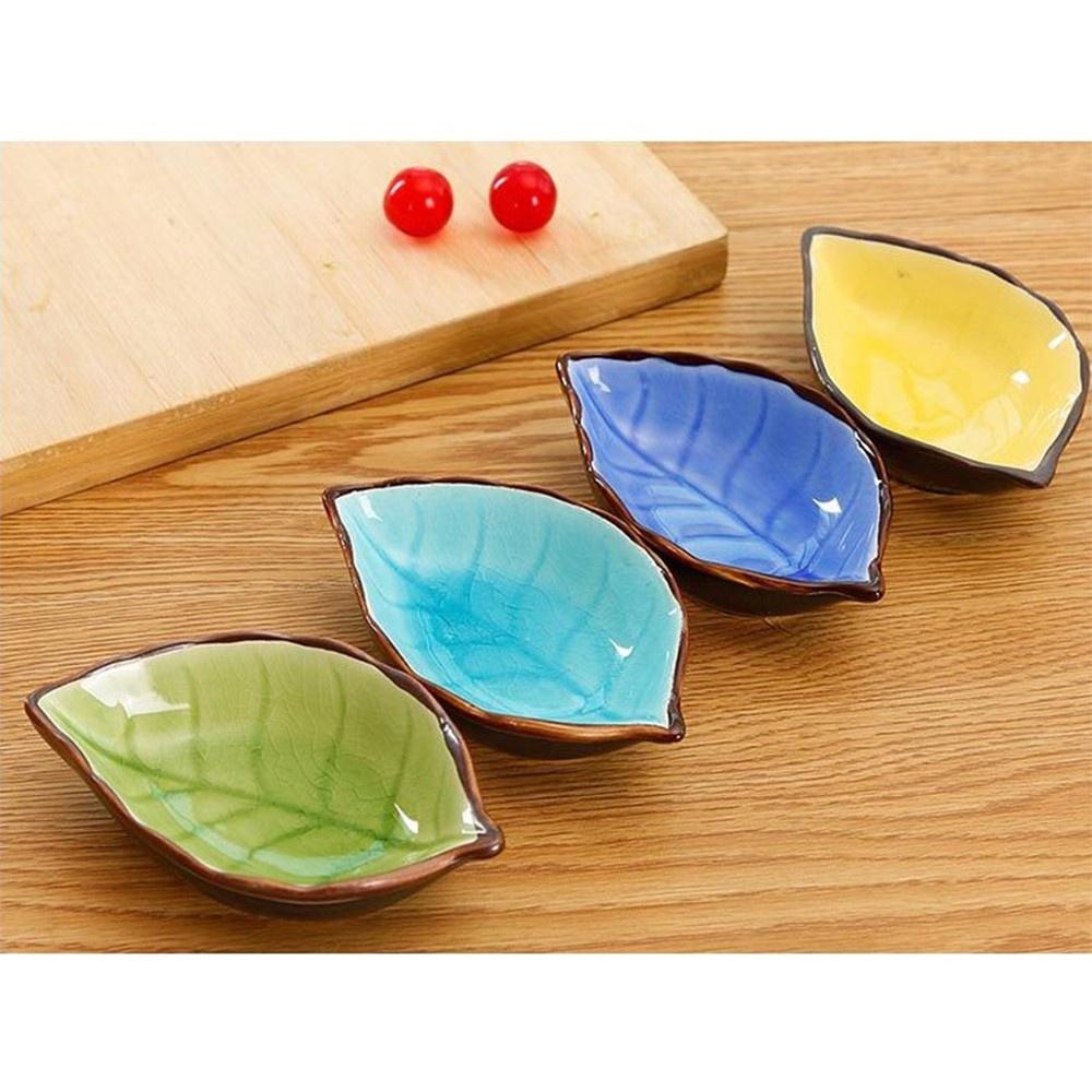 Đĩa Khay Đựng Gia Vị Hình Lá Sứ - Chén Bát Nhỏ Đựng Nước Mắm, Đồ Chấm