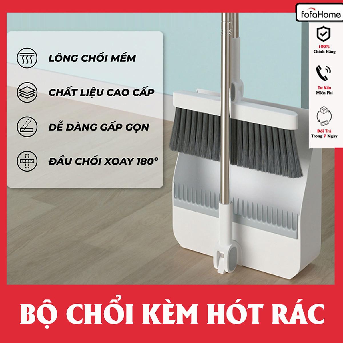 Chổi Nhựa Quét Nhà 2in1 Thông Minh Kèm Hót Rác Cán Dài Gấp Gọn Tiện Dụng