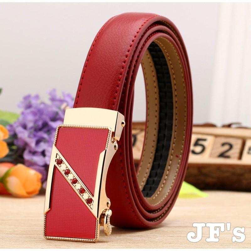 Thắt lưng da nữ khoá tự động, dây lưng nữ thời trang cá tính Johnifashion