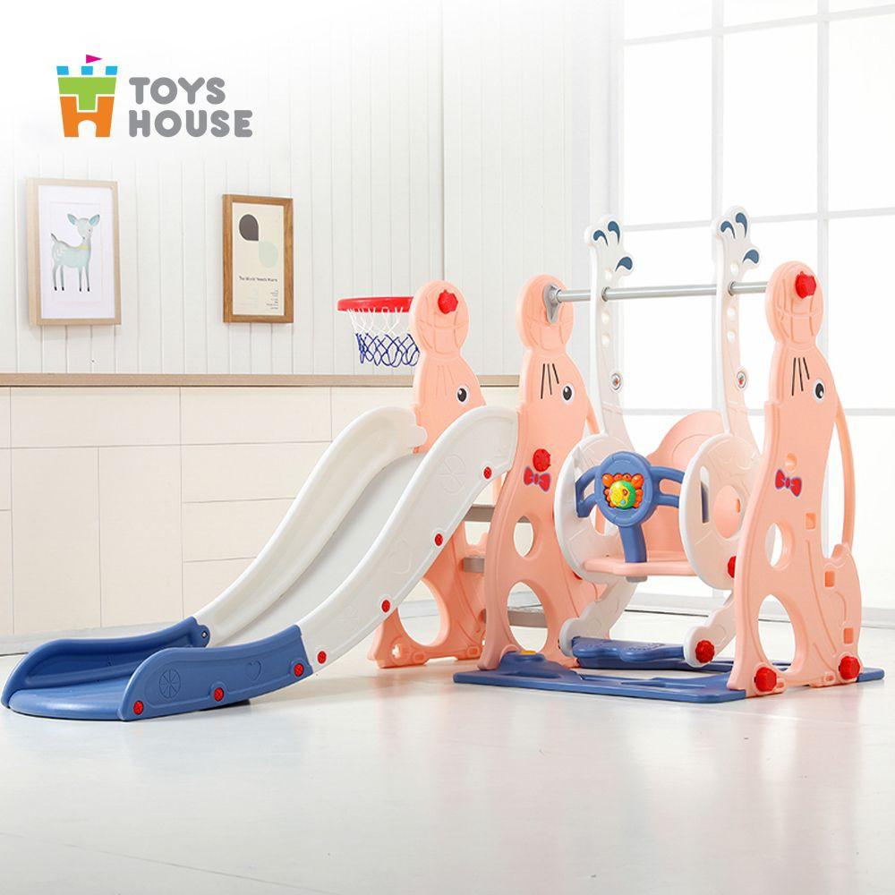 Xích đu kèm khung bóng rổ và cầu trượt, đồ chơi vận động cho bé Toys house WM19020, hàng chính hãng cao cấp