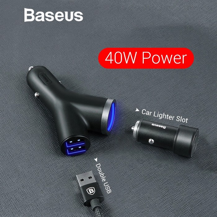 Tẩu sạc trên ô tô Baseus Y Type Car charger BSC-C16N _  Hàng chính hãng