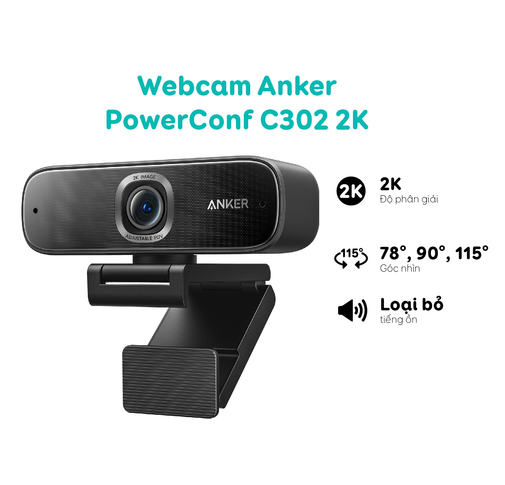 Webcam Anker PowerConf C302 2K - Hàng Chính Hãng