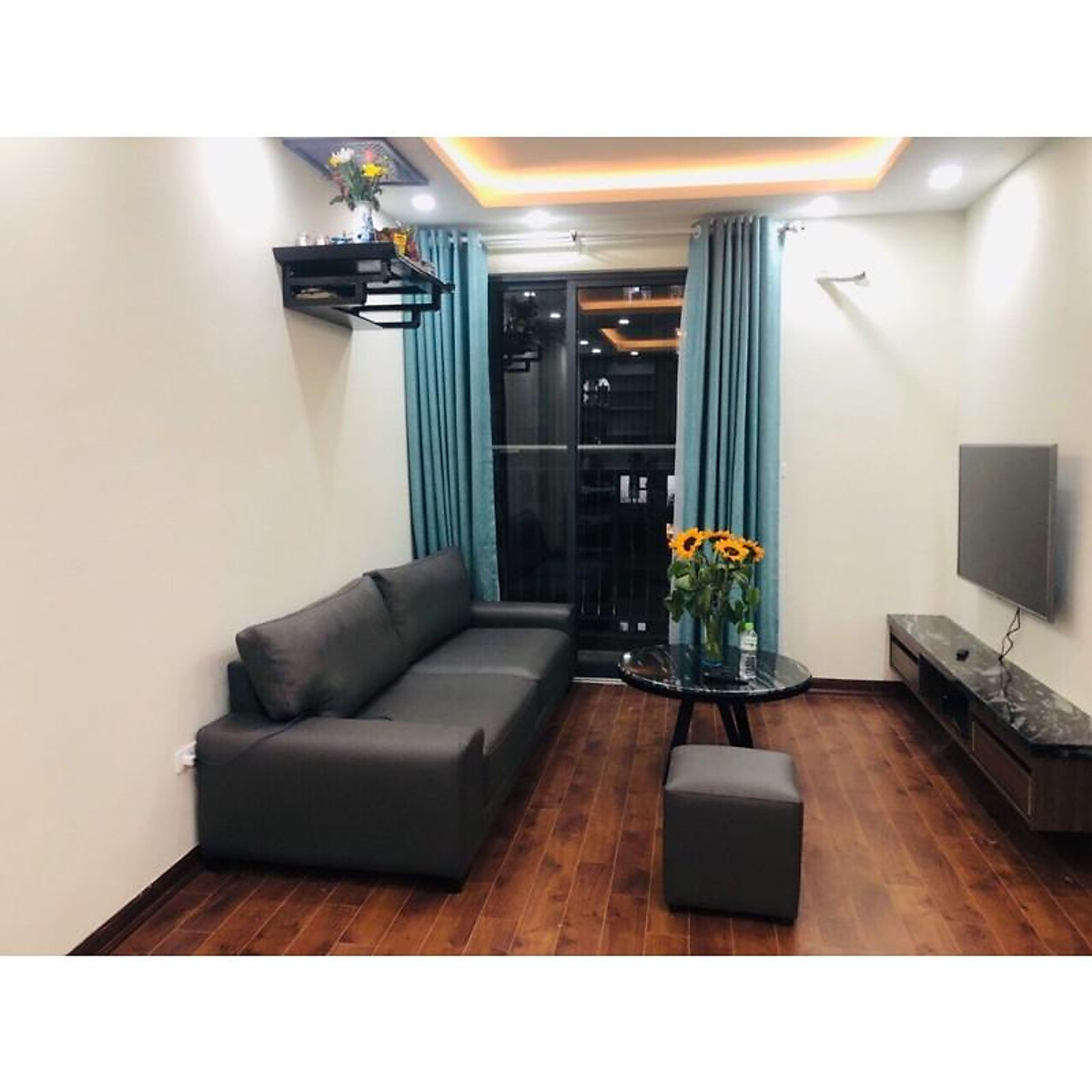 Rèm Vải Thô Xanh Ngọc - Cao cố định 2.0m