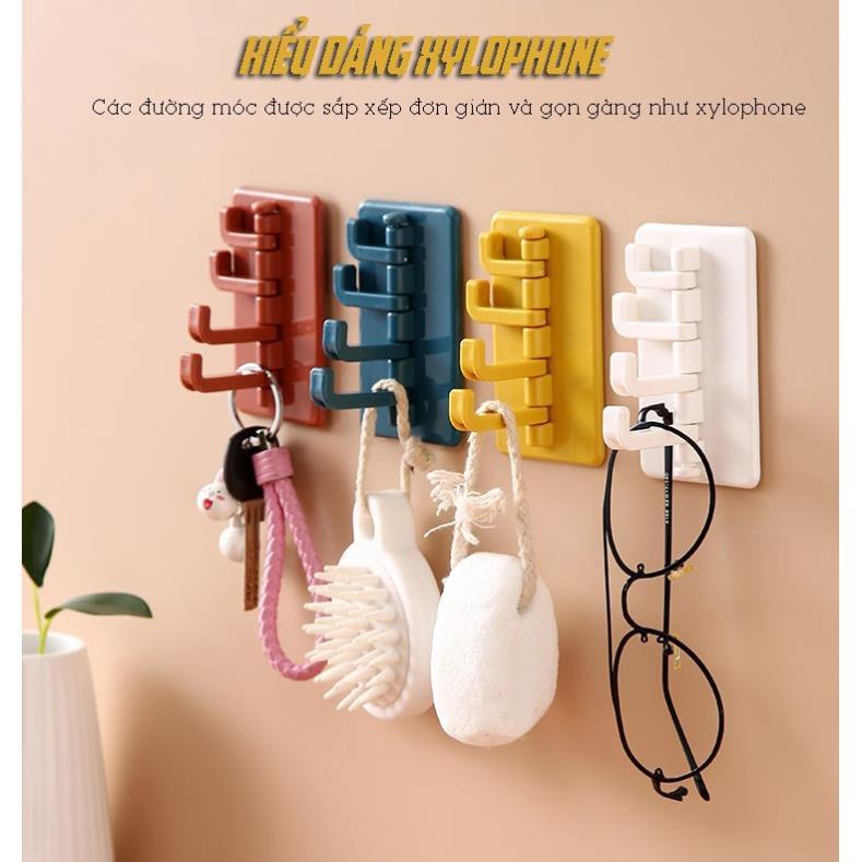 Móc Treo 4 Nhánh Xoay 180 Độ Hình Xylophone Dán Tường Treo Đồ Dùng
