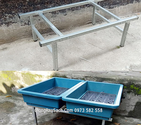 Kệ Trồng Rau 1 tầng để 2 Chậu To - Chưa Chậu