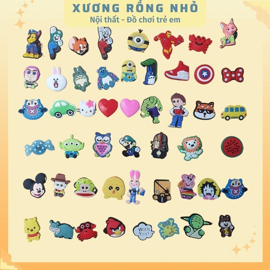 Sticker dán dép - Phụ kiện nút giày Crocs Jibbitz đơn giản dễ thương cho dép khủng long, dép bít đầu