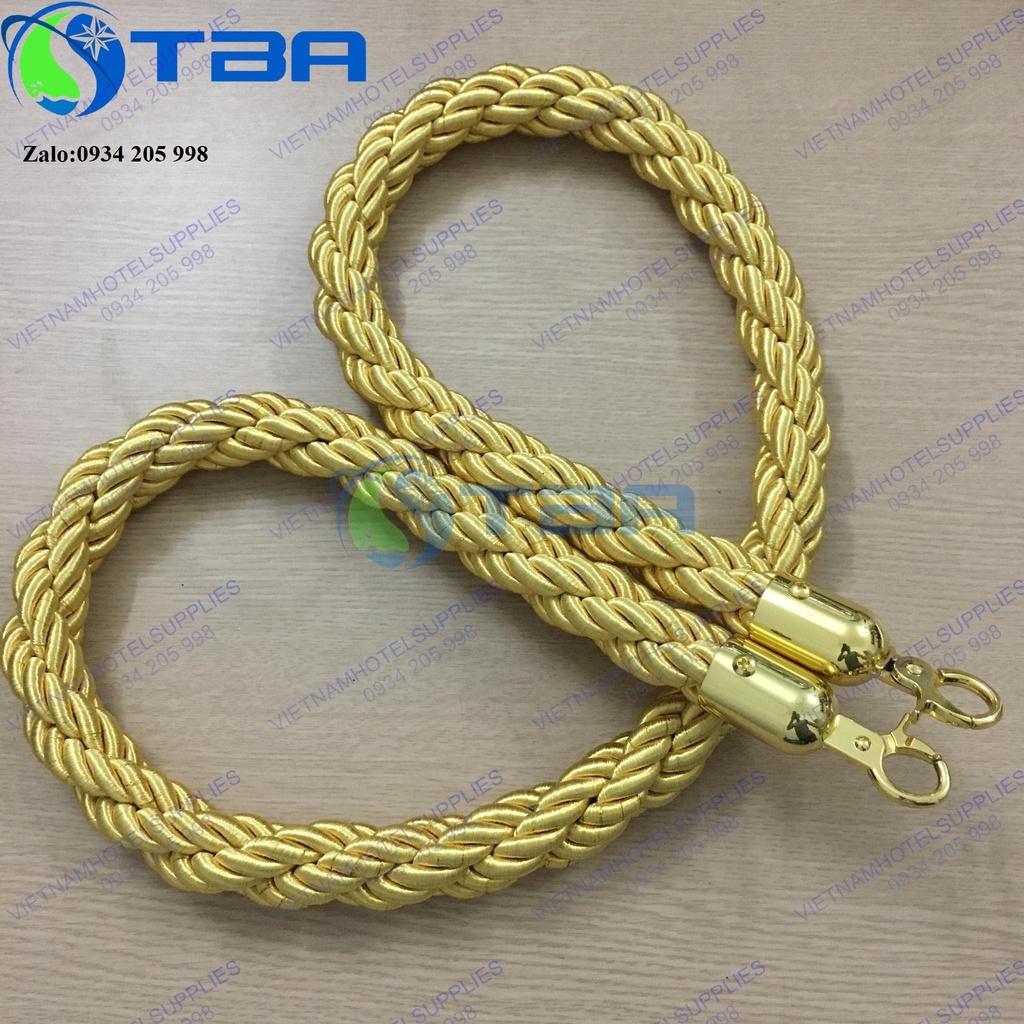 Dây thừng bện màu vàng móc khóa màu vàng cho cột trụ chắn inox