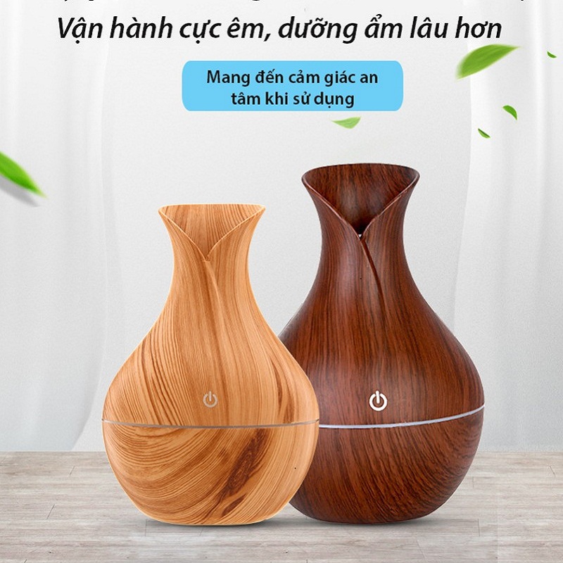 Máy Xông Tnh Dầu Hình Lọ Hoa  Vân Gỗ - Tạo Giác Bình Yên - Thông Mũi (Màu Ngẫu Nhiên)