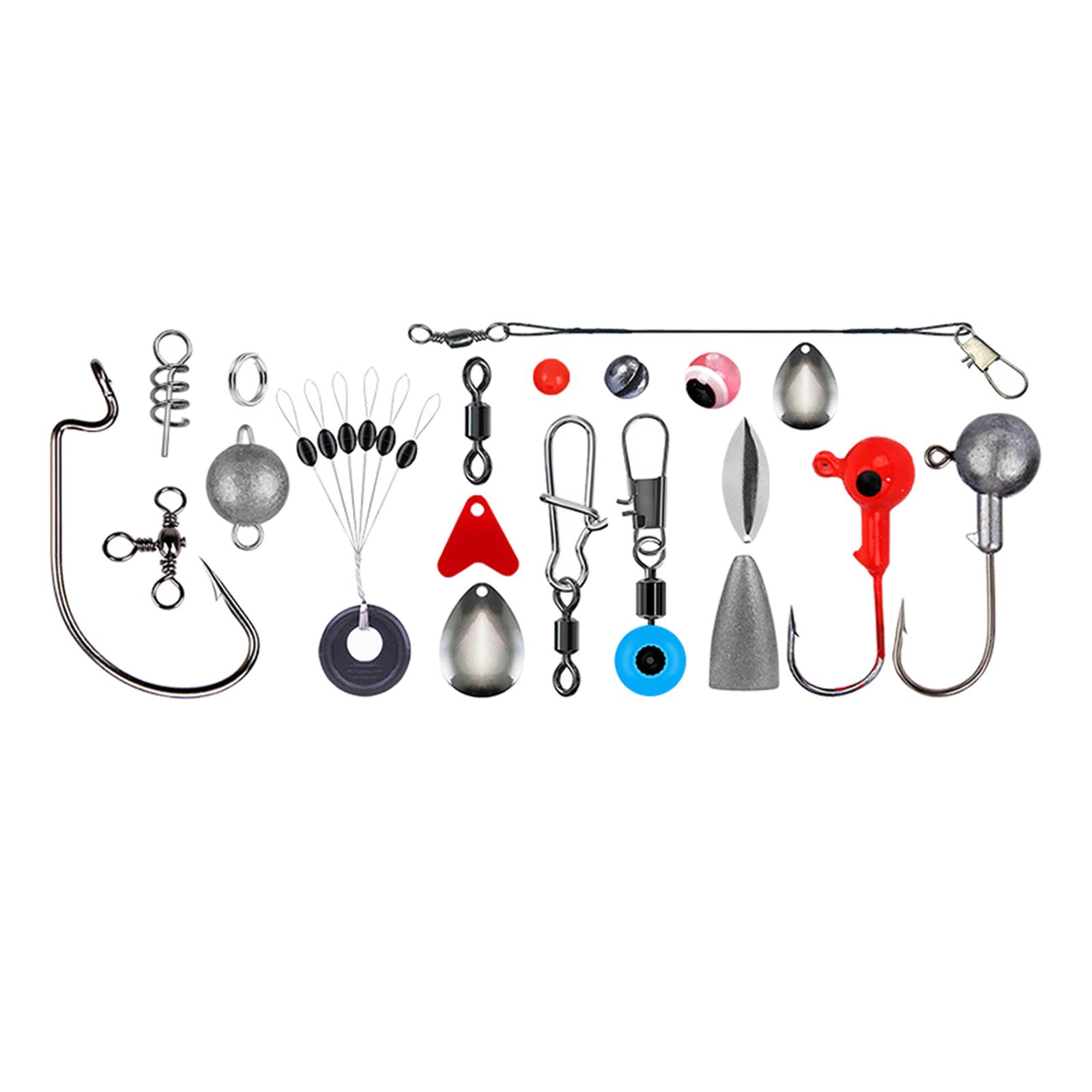 257X Fishing Accessories Kit Set with Tackle Box Jig Crank Hooks Bead