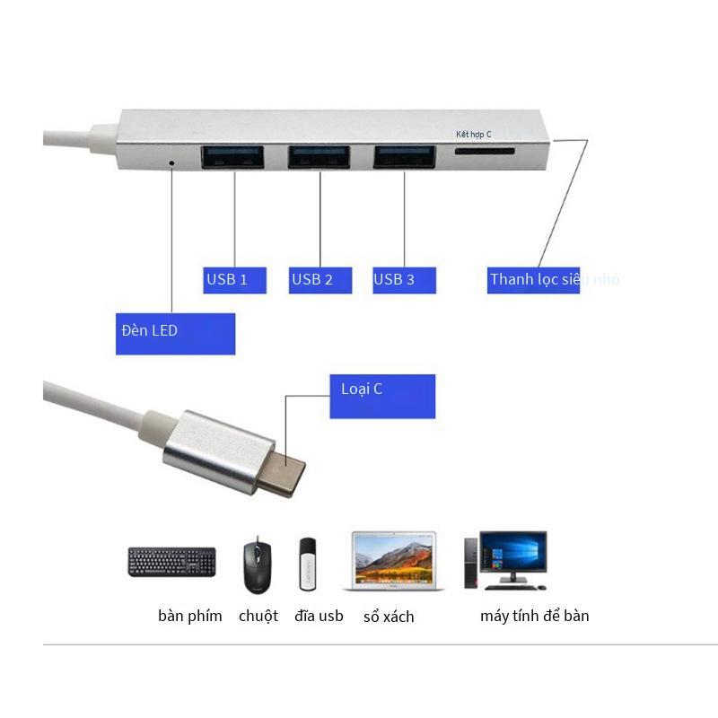Phong cách mới nhất của trung tâm loại c docking station USB hub splitter usb2.0 thẻ TF HUB đầu đọc thẻ hợp kim nhôm mini