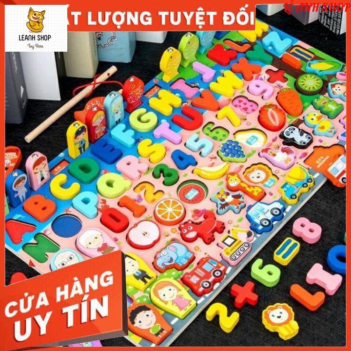 Đồ chơi giáo dục Bộ đồ chơi gỗ7 in 1 giúp bé học chữ cái