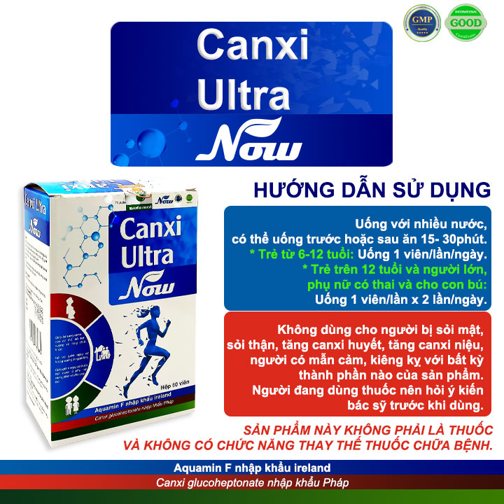 Viên Uống Giảm Đau Nhức Canxi Ultra Now Hỗ Trợ Cải Thiện Và Phục Hồi Chức Năng Xương Sụn Khớp. Hộp 60 viên