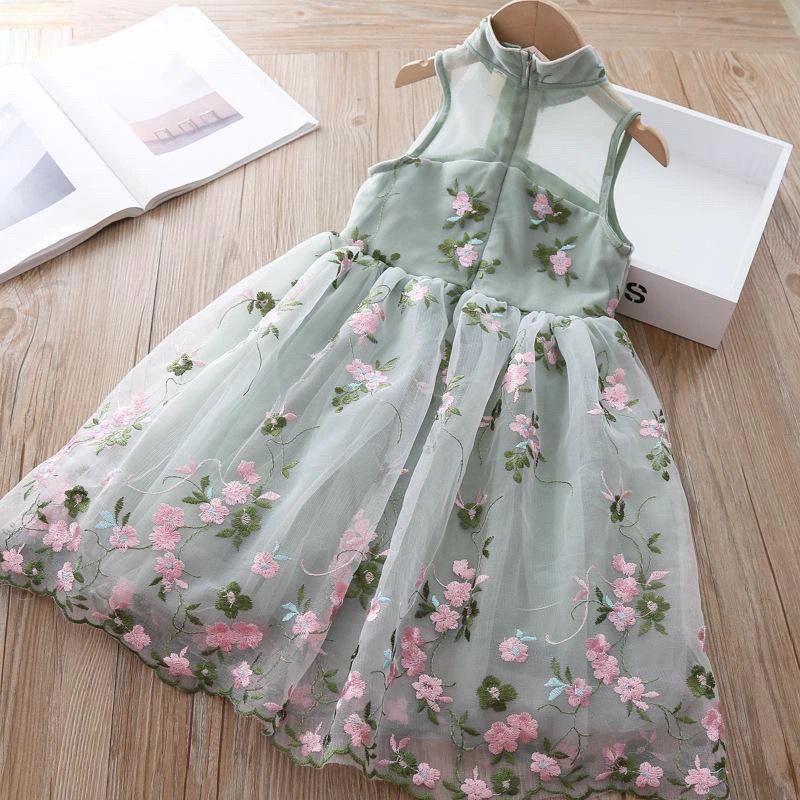 DIYIWEI Cô gái ăn mặc mùa hè váy nàng tiên váy cô gái nhỏ váy công chúa lưới đỏ phong cách phương Tây trung bình lớn váy lưới cho trẻ em