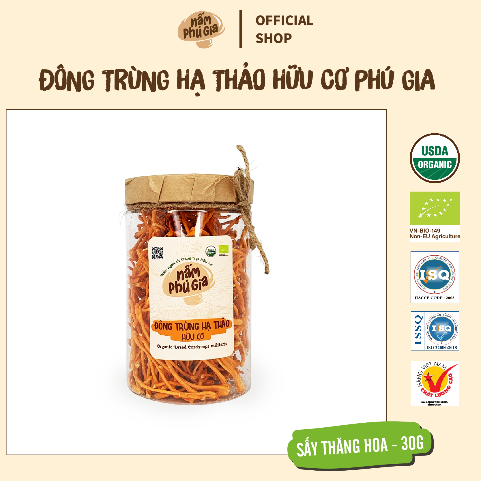 - Đông trùng hạ thảo hữu cơ hộp 30g