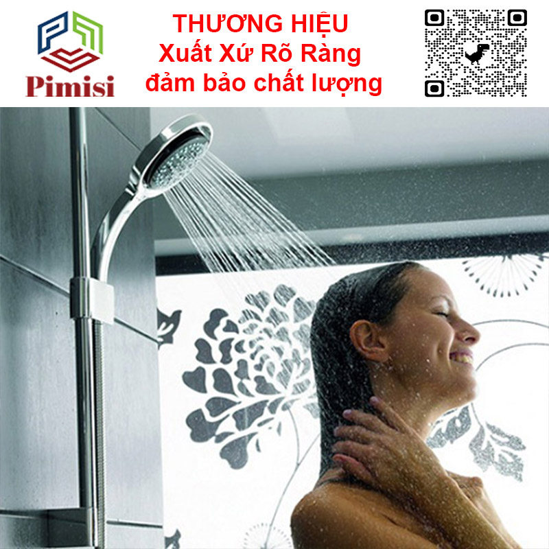 Bát sen tắm của vòi tắm hoa sen nóng lạnh Pimisi 1 chế độ với tay sen bằng nhựa cao cấp mạ xi Cr/Ni sáng bóng - đầu lỗ bát cao su massage tăng áp | Hàng chính hãng