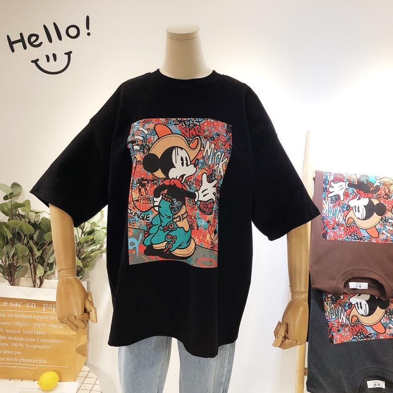 MS006 Áo thun nam nữ cao bồi mickey form rộng