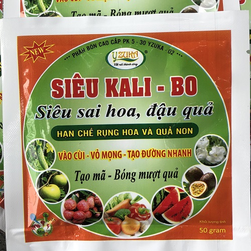 02 gói Phân Bón Siêu KaLi- Bo-Hạn Chế Rụng Hoa Và Qủa Non - Vào Cùi- Vỏ Mọng- Tạo Mã- Bóng Mượt