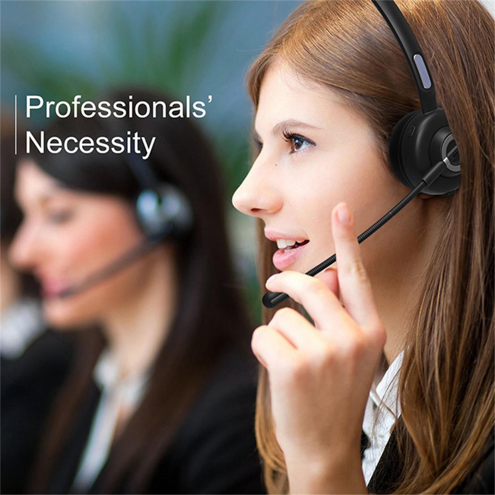 Bluetooth Headset, Wireless Headset with Microphone,Noise Cancelling Hands Free Phone Headset for Truck Driver Call Center Office PC