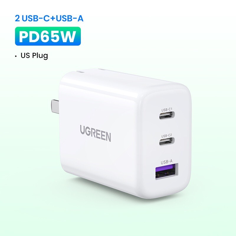 Ugreen Bộ Sạc Nhanh USB 65W, 100W,140W Cho Macbook iPhone 13 12 11 hàng chính hãng