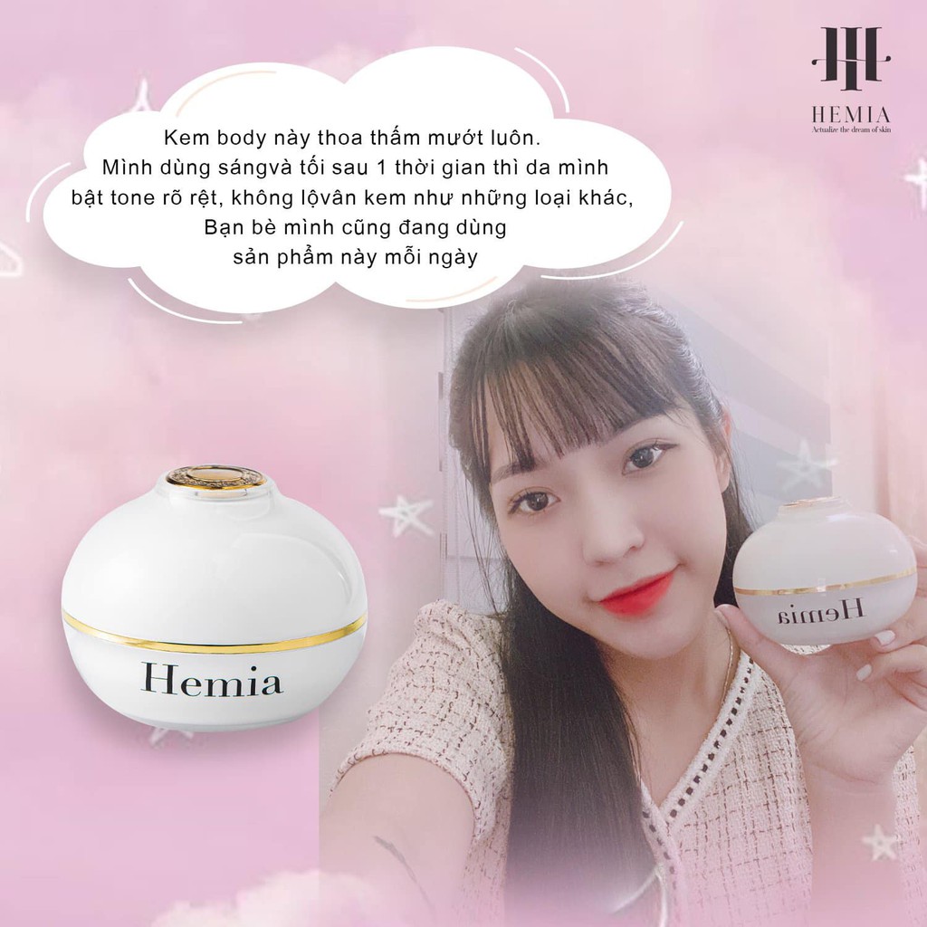 Kem dưỡng toàn thân Hemia Whitening Body Cream 150g dưỡng trắng, cấp ẩm, chống nắng, make up da