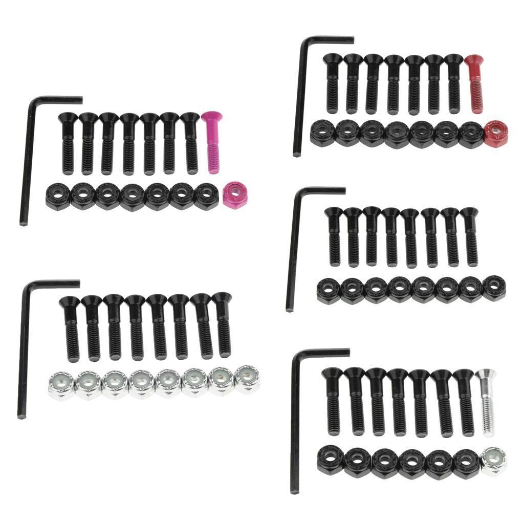 1 Set Skateboard Longboard Hardware with with L wrench 8 Black