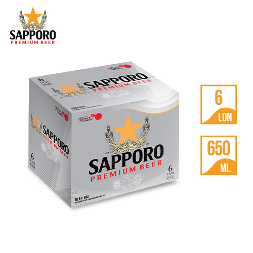 Thùng Bia Sapporo Premium - 6 lon 650ml