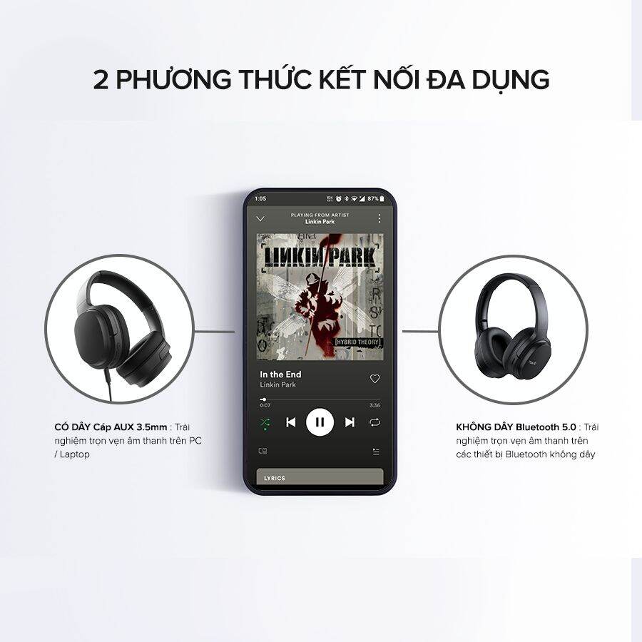 Tai Nghe Bluetooth Headphone HAVIT i62, Driver 40mm, Bluetooth 5.0, Nghe Đến 8H, Gập Gọn 90 - Hàng Chính Hãng