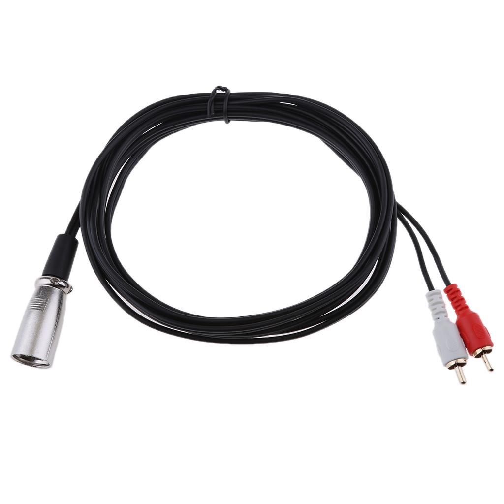 3Pin XLR Male to Dual RCA Plug Splitter Audio Adapter Cable Cord 3 meter