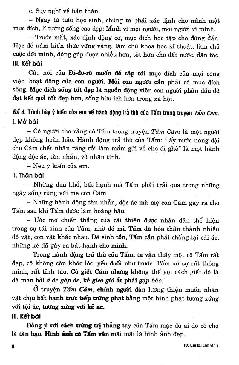 100 Dàn Bài Chi Tiết Làm Văn 9