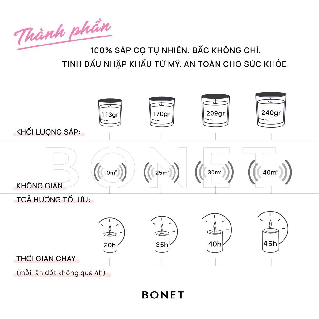 Nến Thơm Cao Cấp BONET Hương Breathe In Trà Trắng Thư Giãn Từ Tinh Dầu Thiên Nhiên và Sáp Cọ An Toàn Cho Sức Khỏe