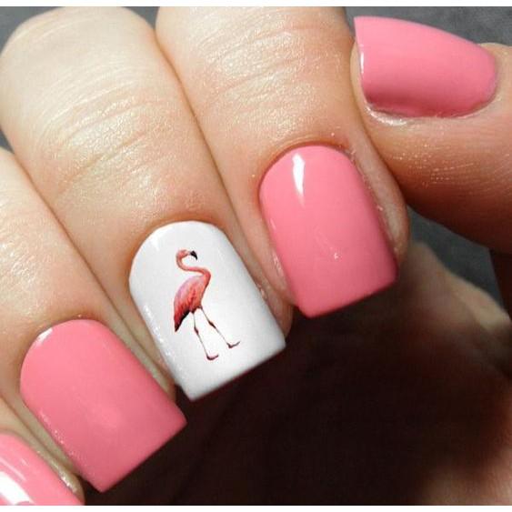 Sticker nails hồng hạc - hình dán móng 3D