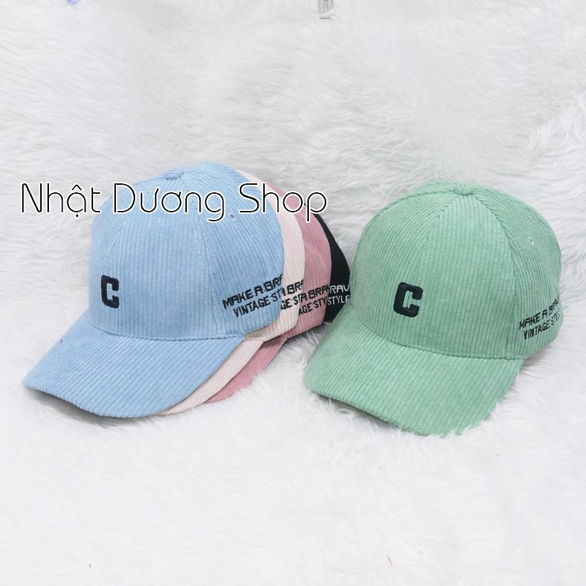 Mũ lưỡi trai ️ Nón kết thêu chữ C - Chất liệu nhung đũa cao cấp form unisex nam nữ.
