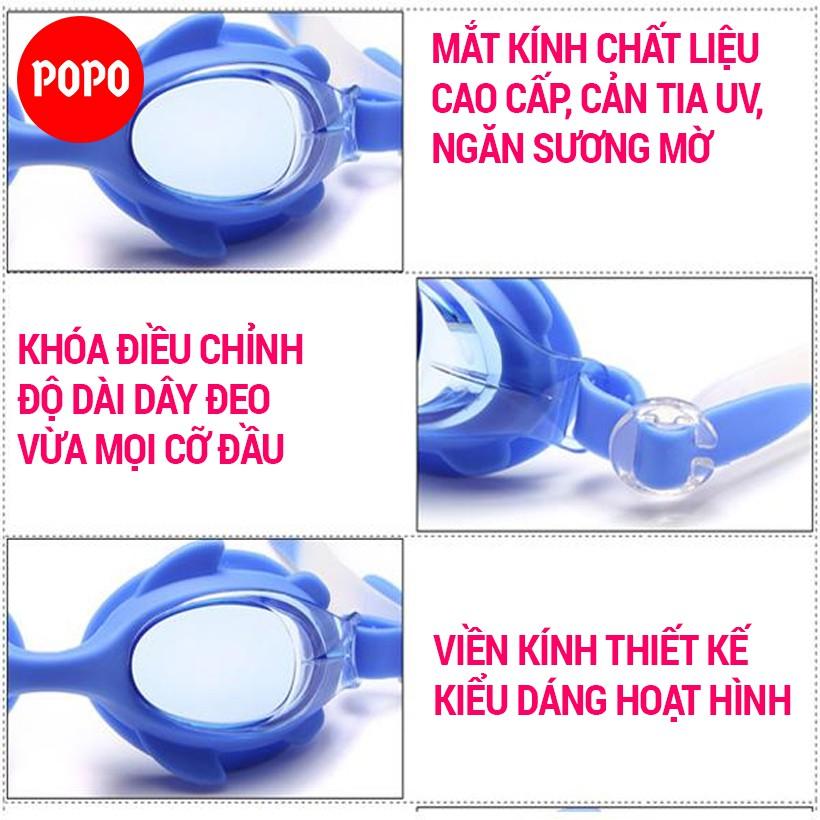 Kính bơi trẻ em với mắt kính cản tia UV POPO 1580 cho bé từ 3 tuổi bơi lội an toàn