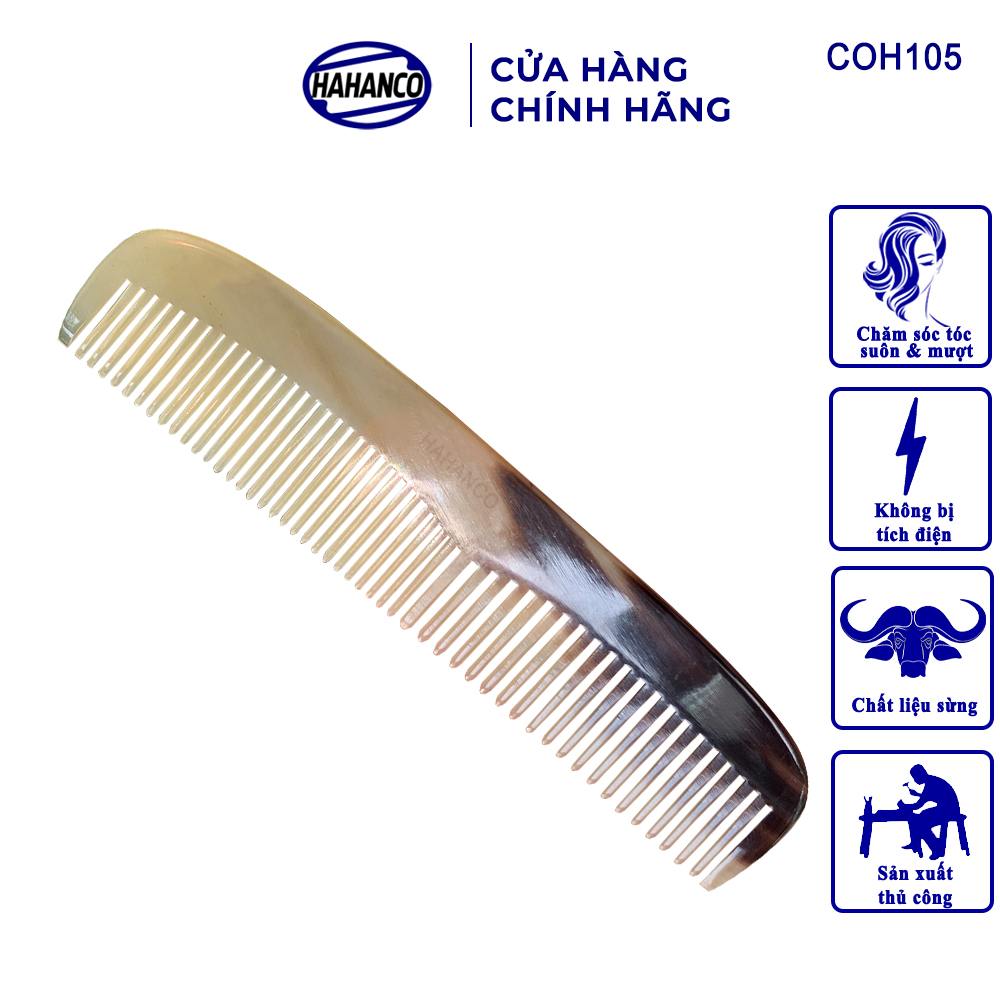 Lược sừng xuất Nhật COH105 - Lược bằng đầu 2 loại răng – Chăm sóc tóc