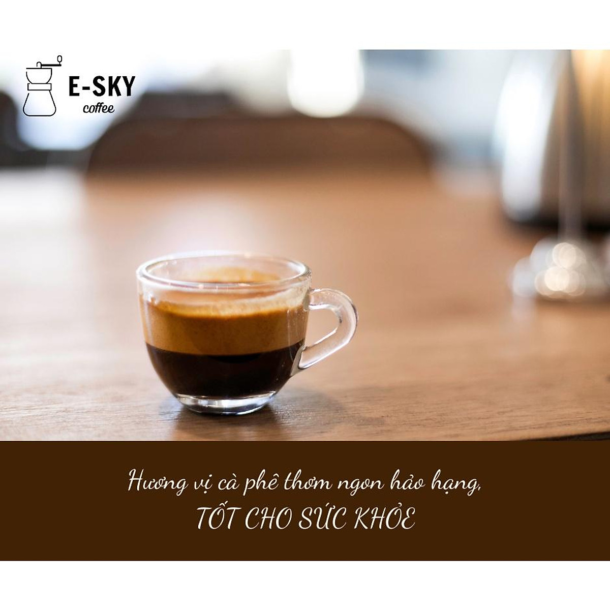 Cà Phê Rang Xay Nguyên Chất Moka Cầu Đất E-SKY Coffee Cafe Pha Phin Pha Máy Cold Brew 250g-500g