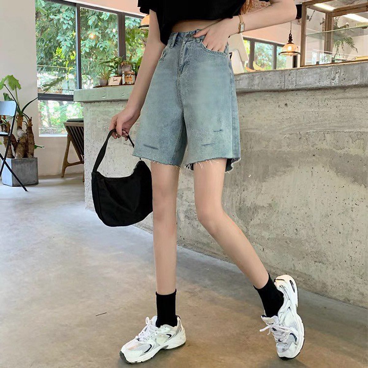 Quần Short Jean Ngố Rách Ulzzang 2022