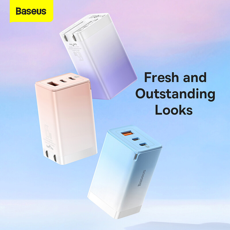 Bộ sạc nhanh Baseus GaN3 Pro Quick Charger 65W (Type Cx2 + USB , PD3.0/ PPS/ QC4.0/ SCP/ FCP Multi Quick Charge Protocol, GaN2 Technology) (hàng chính hãng)