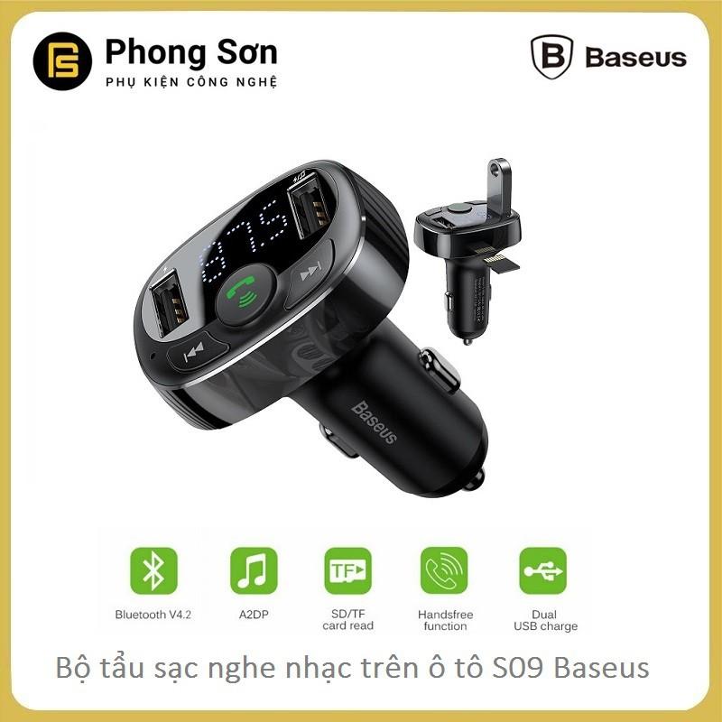 Bộ tẩu sạc đa năng trên xe hơi Baseus S09 T-Typed Wireless MP3 Car Charger -Hàng Chính Hãng