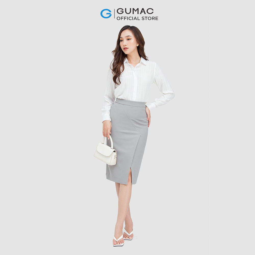 Chân váy GUMAC VC05049 form A xẻ tà sang trọng